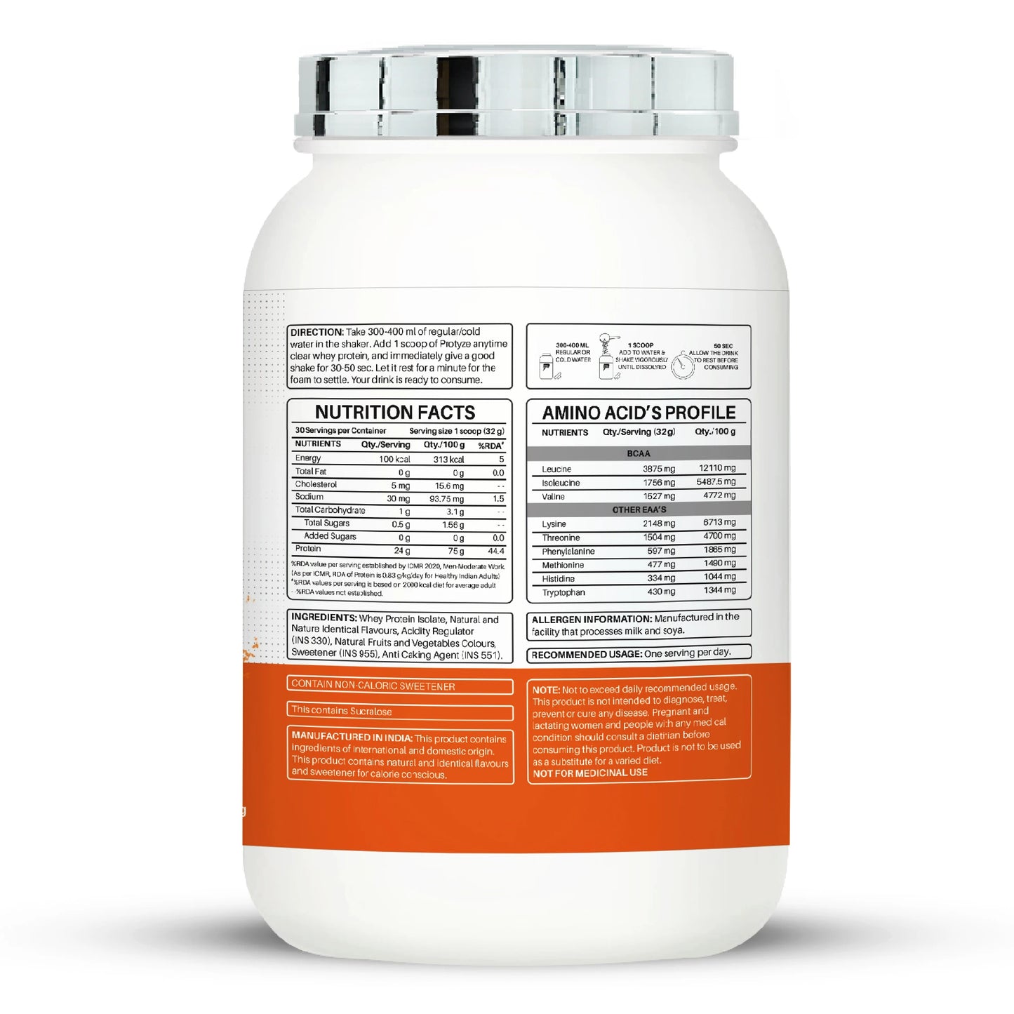 Anytime Clear Whey Protein, Orange Squash (30 Servings)