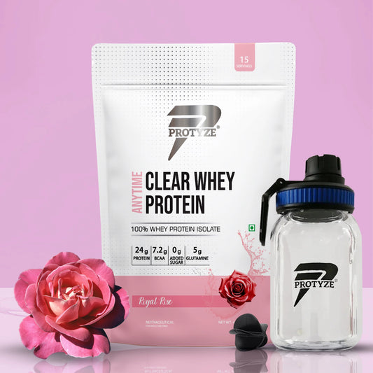 Anytime Clear Whey Protein, Royal Rose + Tritan Shaker with Breaker Ball.