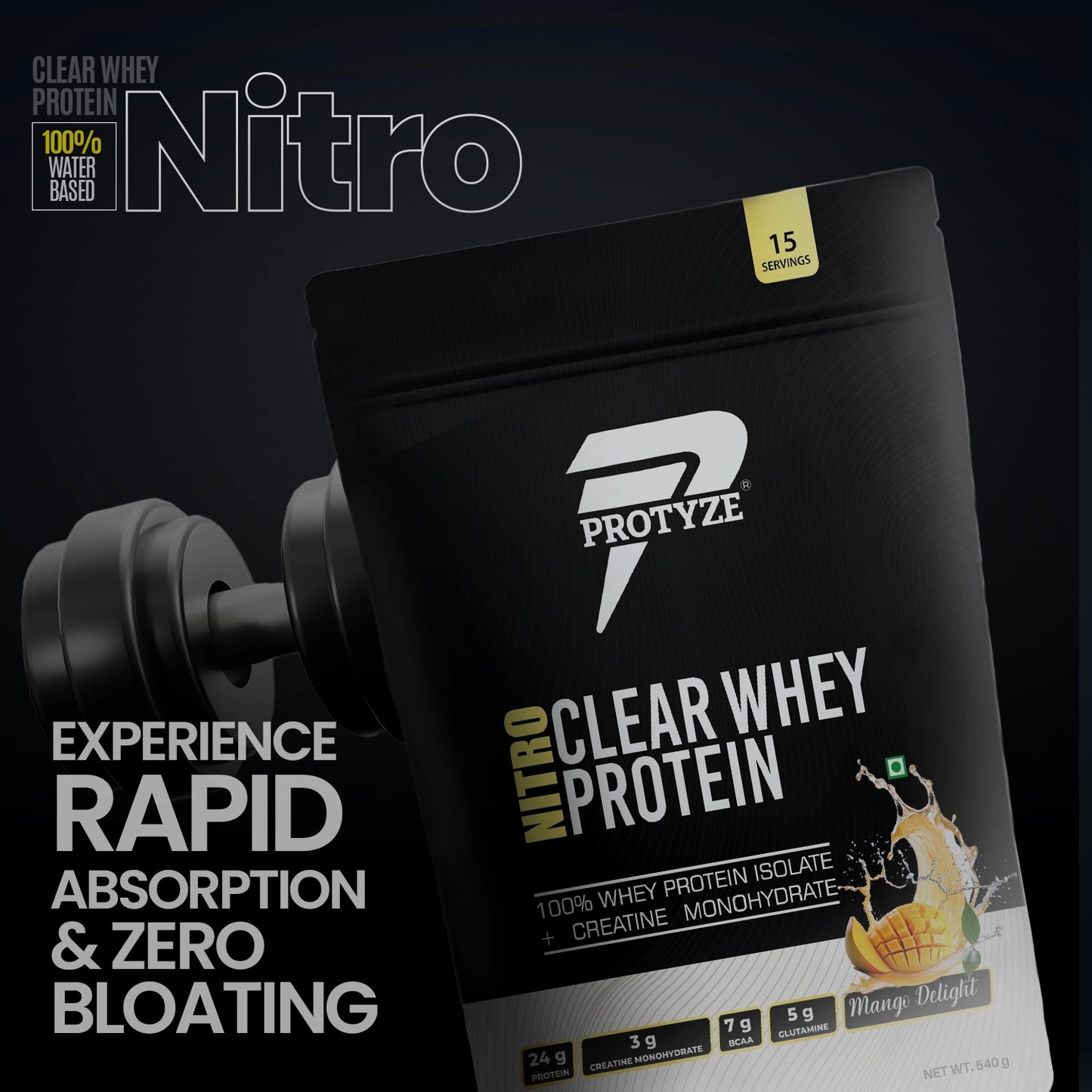 Protyze Clear Whey Isolate Nitro Combo - Nitro 13 Servings 2 Pouches + Shaker & T-Shirt Combo